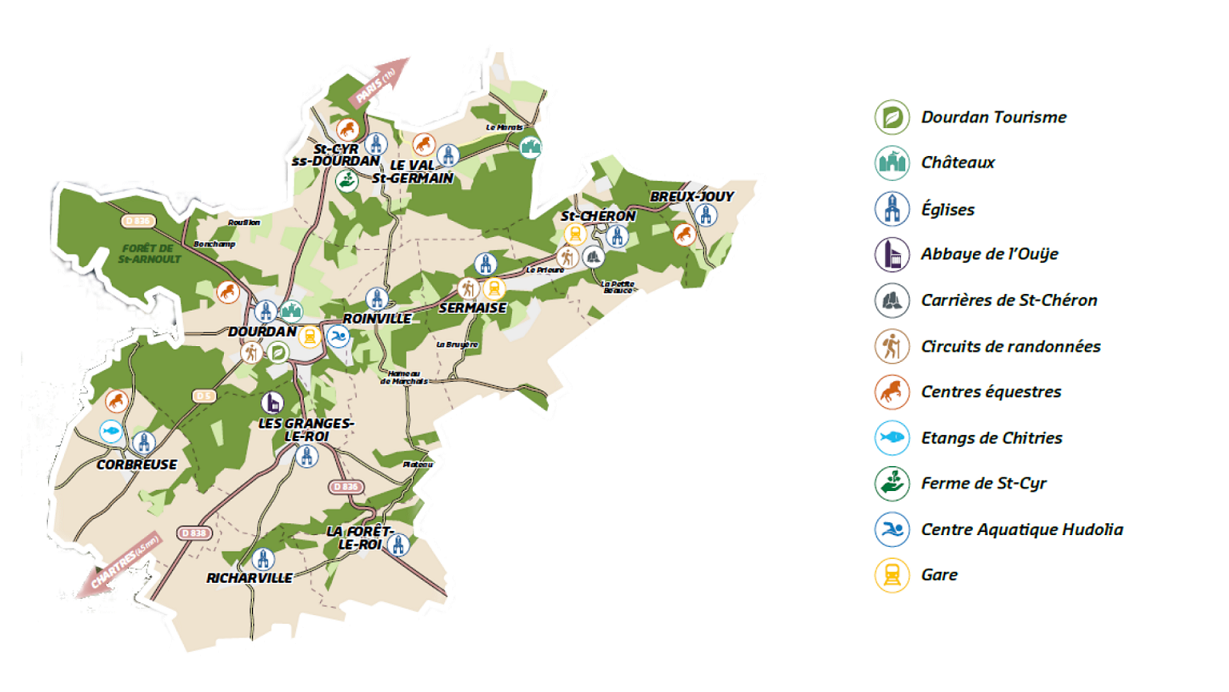 Carte de la Communauté de Communes du Dourdannais en Hurepoix